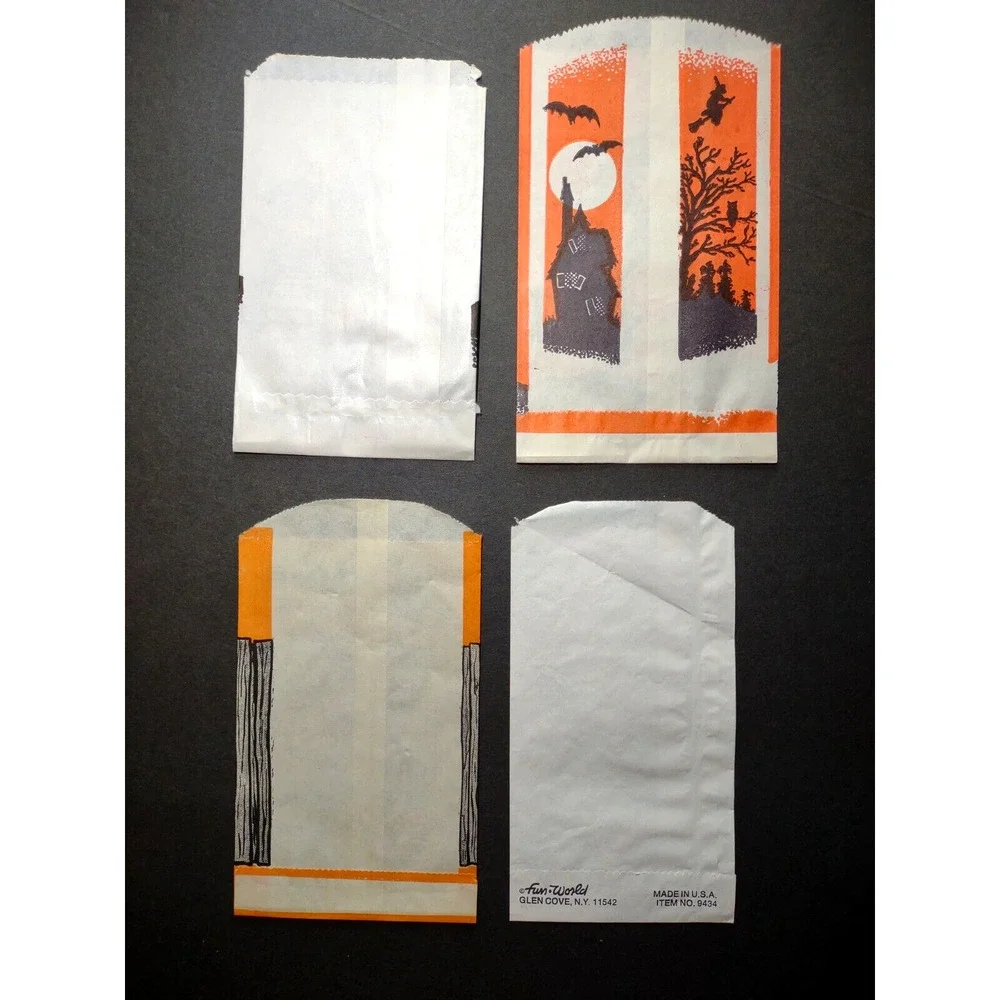 Halloween Trick Or Treat Candy Goodie Bags JOL Witch Moon Man Scarecrow Haunted